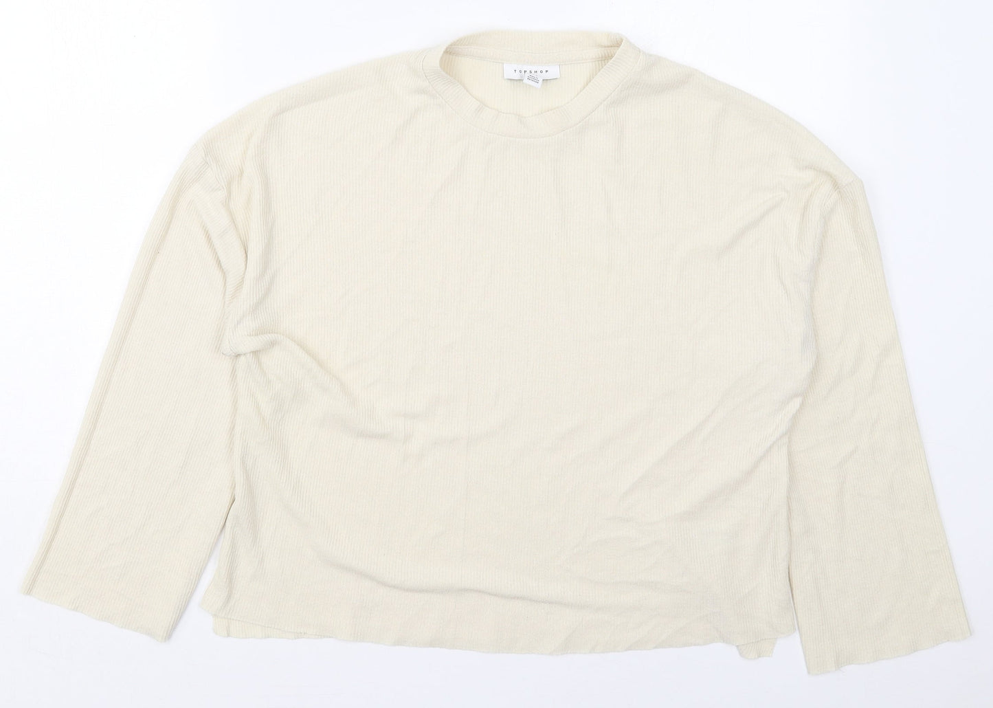 Topshop Womens Beige Crew Neck  Polyester Pullover Jumper Size 8
