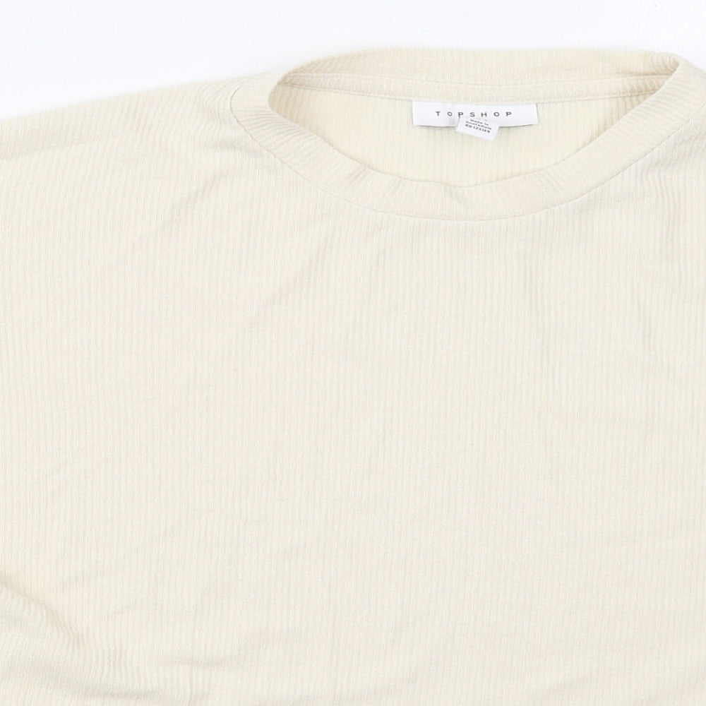 Topshop Womens Beige Crew Neck  Polyester Pullover Jumper Size 8
