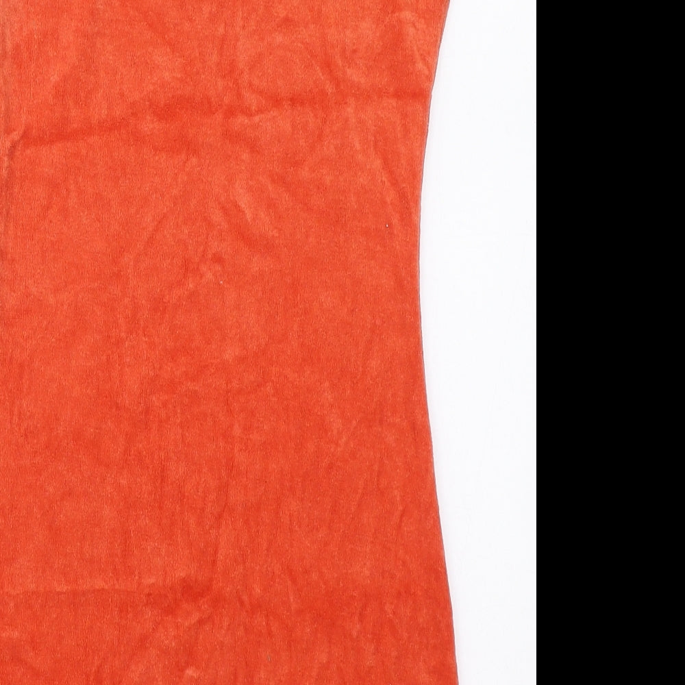 PRETTYLITTLETHING Womens Orange  Cotton Mini  Size 4  Scoop Neck Pullover
