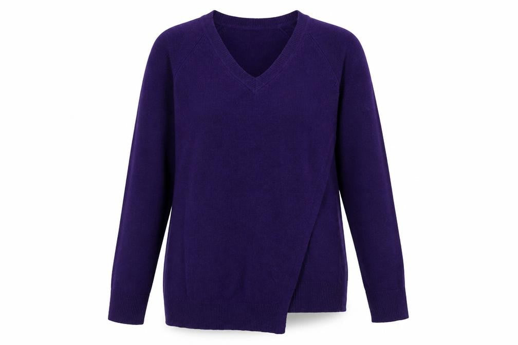 Marks and Spencer Womens Purple V-Neck  Viscose Pullover Jumper Size 8   - Cross Over Detail