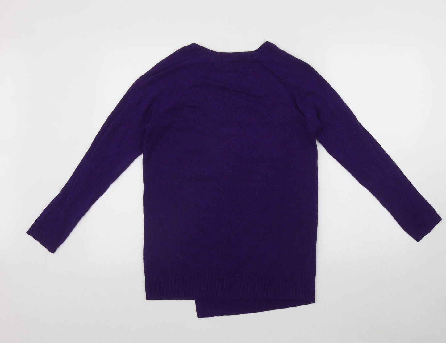 Marks and Spencer Womens Purple V-Neck  Viscose Pullover Jumper Size 8   - Cross Over Detail