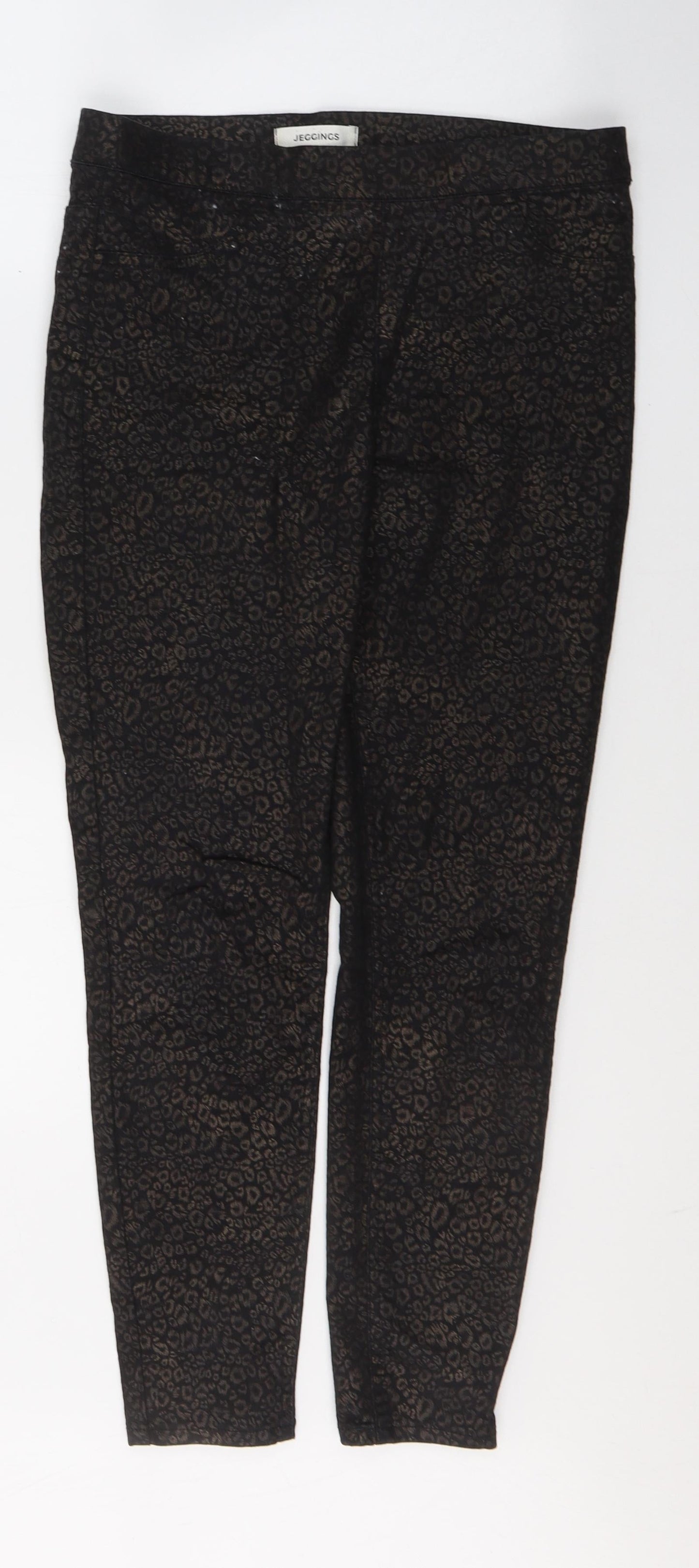 Preworn Womens Black Animal Print Polyester Jegging Jeans Size 30 in L26 in Regular
