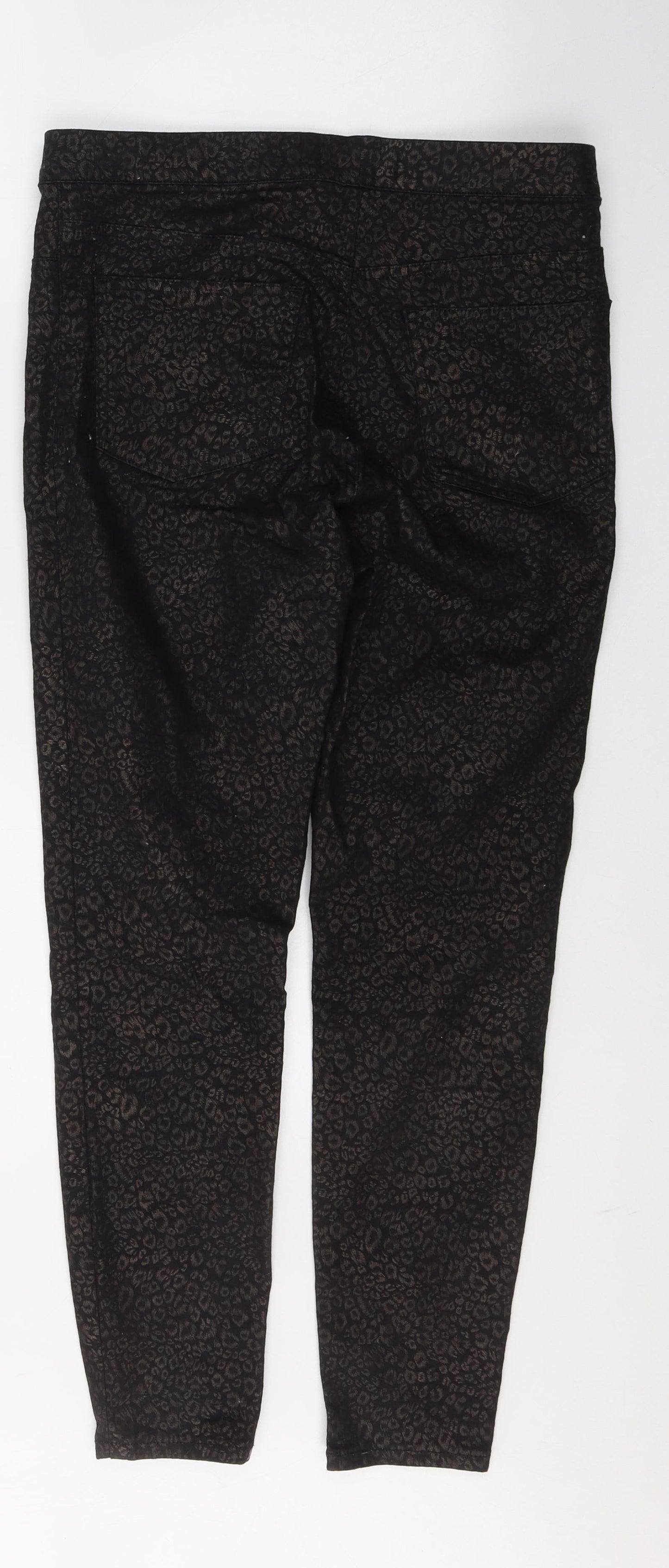 Preworn Womens Black Animal Print Polyester Jegging Jeans Size 30 in L26 in Regular
