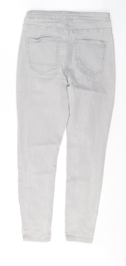 Marks and Spencer Womens Grey  Cotton Skinny Jeans Size 12 L25 in Slim Button