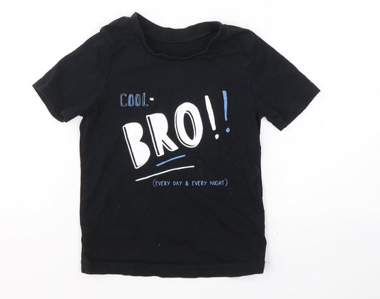 George Boys Black  Cotton Basic T-Shirt Size 2-3 Years Round Neck Pullover - Cool Bro