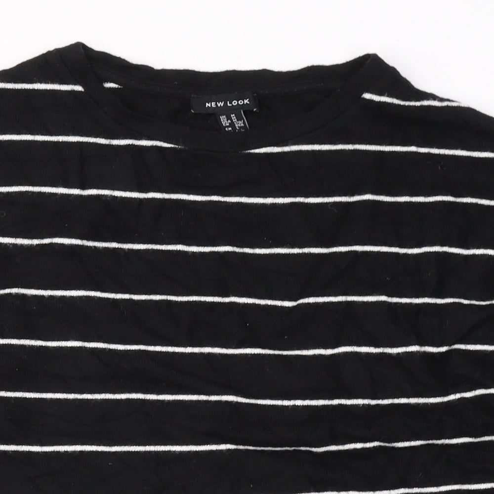 New Look Womens Black Round Neck Striped Viscose Pullover Jumper Size M
