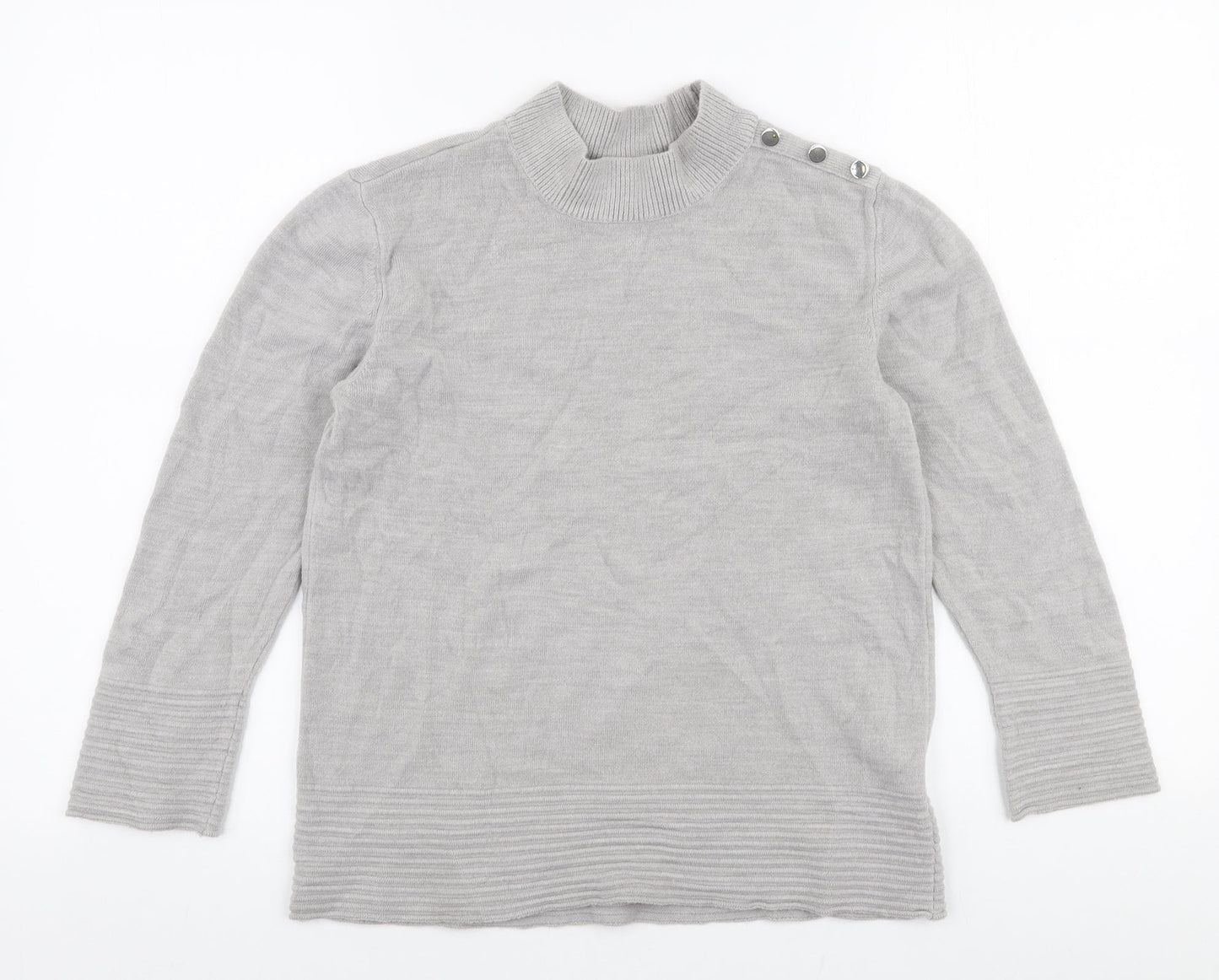 Marks and Spencer Womens Grey High Neck  Acrylic Pullover Jumper Size 12