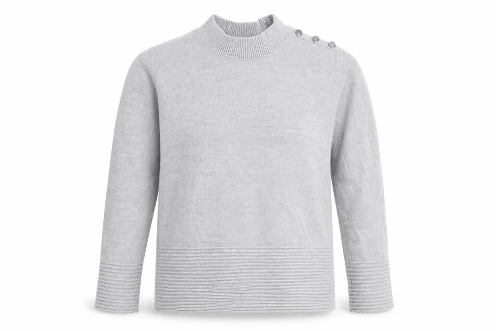 Marks and Spencer Womens Grey High Neck  Acrylic Pullover Jumper Size 12
