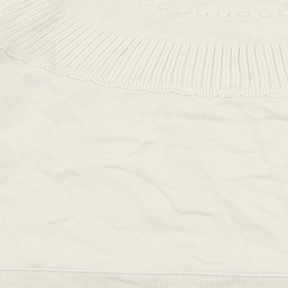 Zara Womens Ivory High Neck  Cotton Pullover Jumper Size S