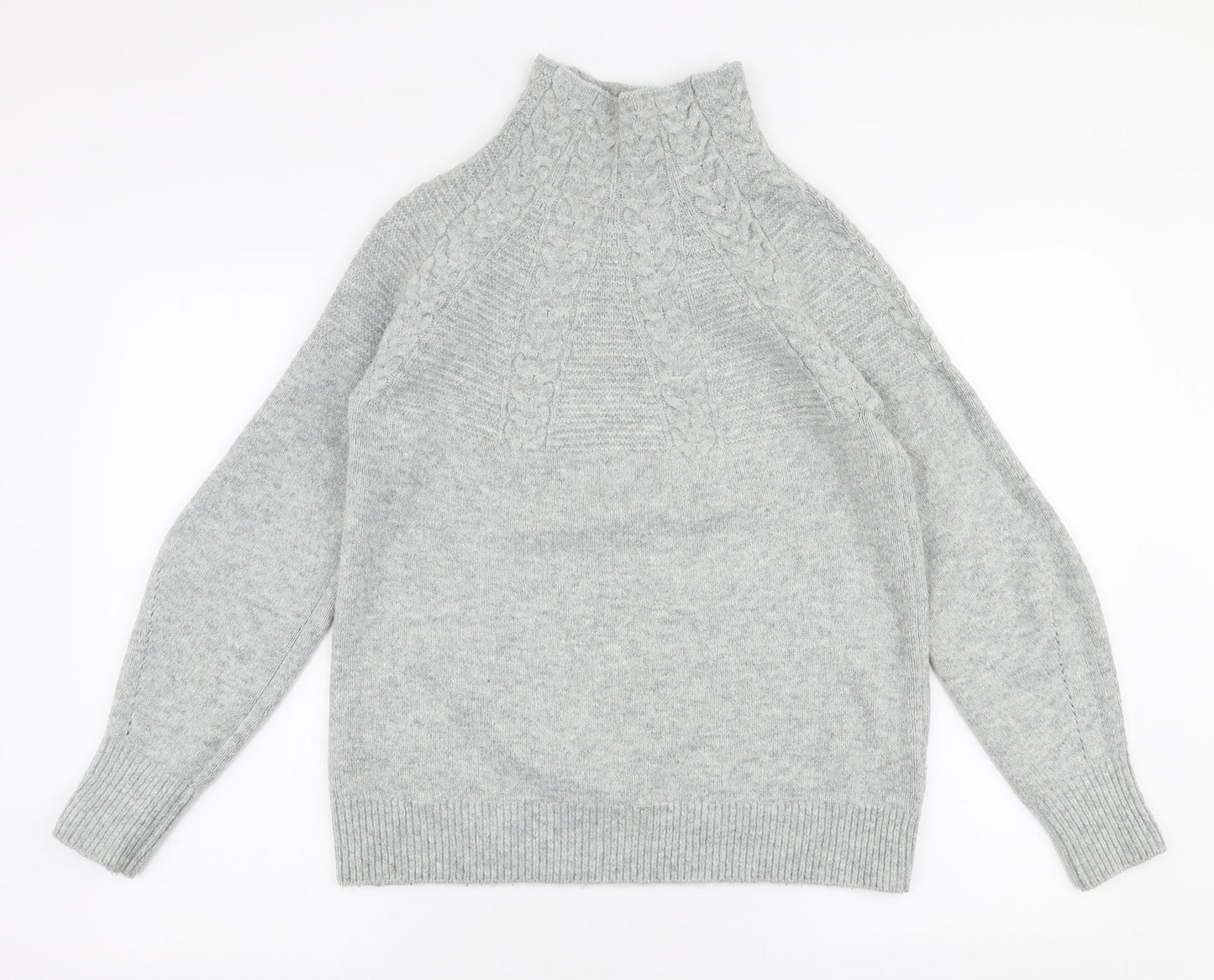 Topshop Womens Grey High Neck  Acrylic Pullover Jumper Size XS