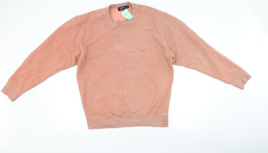 Boohoo Mens Orange  Cotton Pullover Sweatshirt Size S   - tags still on