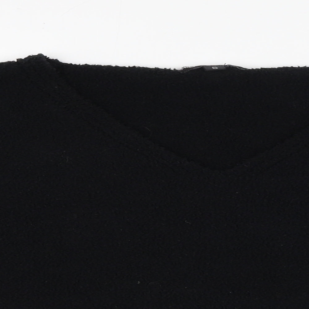 PRETTYLITTLETHING Womens Black V-Neck  Polyester Pullover Jumper Size S