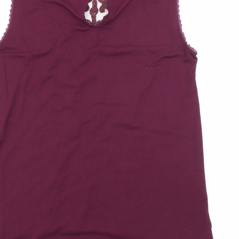 AX Paris Womens Purple  Cotton Camisole Tank Size 10 Boat Neck