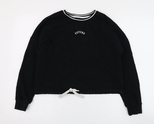 Marks and Spencer Girls Black  Cotton Pullover Sweatshirt Size 12-13 Years  Pullover - Future