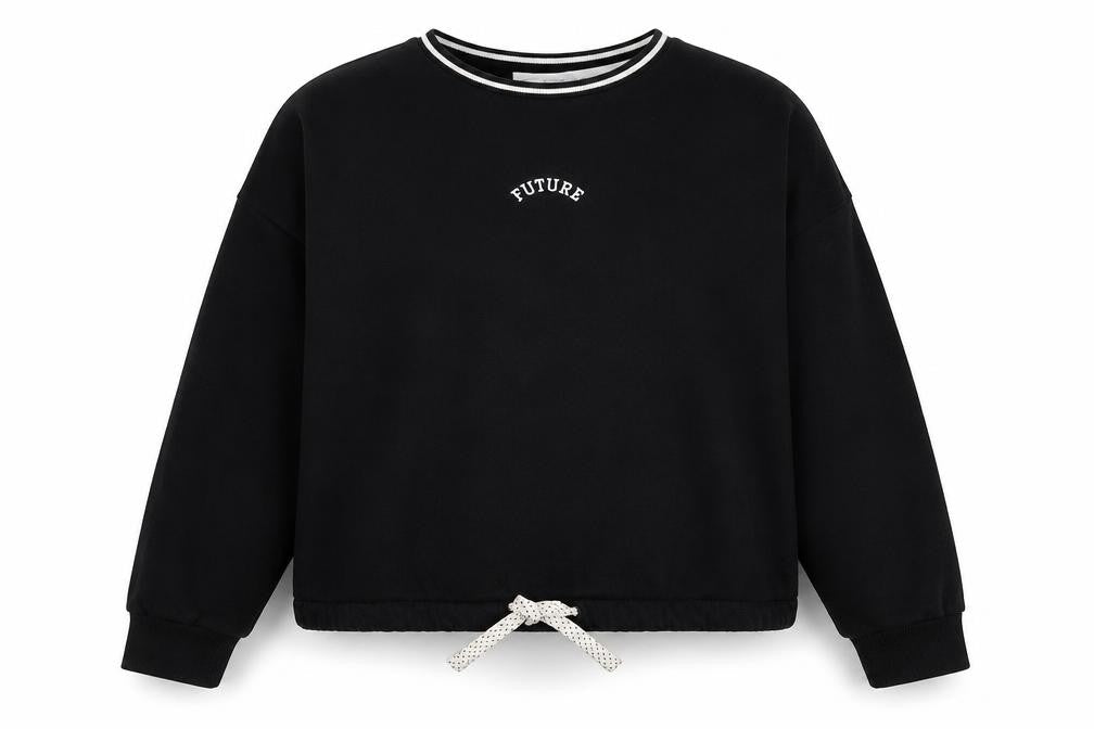 Marks and Spencer Girls Black  Cotton Pullover Sweatshirt Size 12-13 Years  Pullover - Future