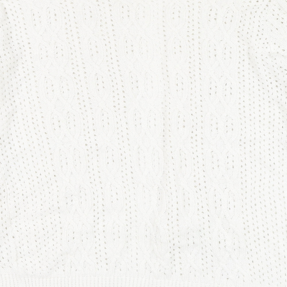 Beaumonde Womens Ivory Square Neck  Polyester Cardigan Jumper Size S