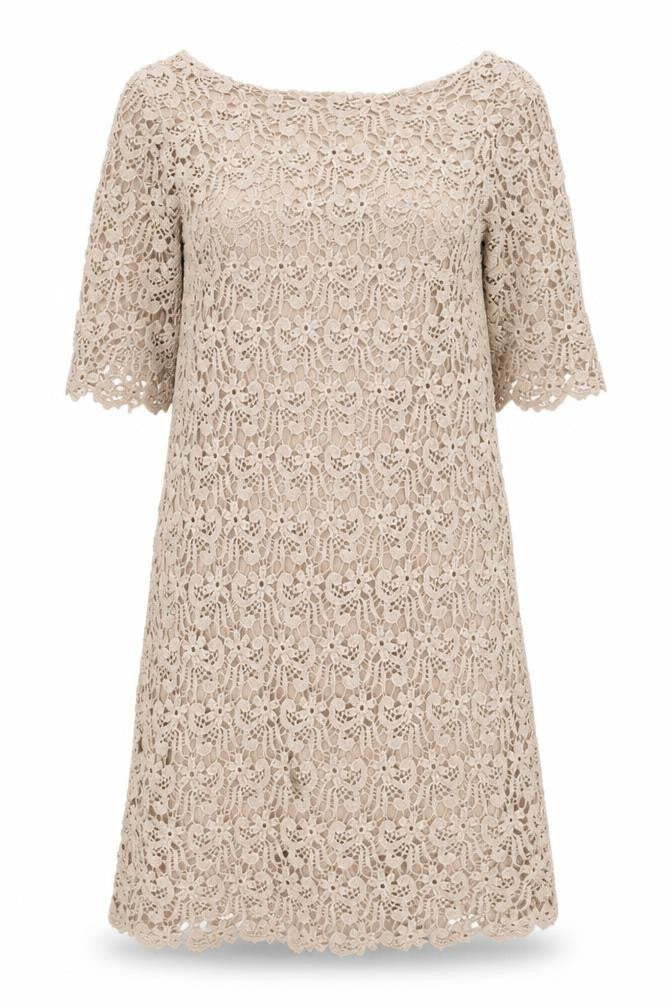 Laura Clément Womens Brown  Cotton Shift  Size 8  Round Neck Zip