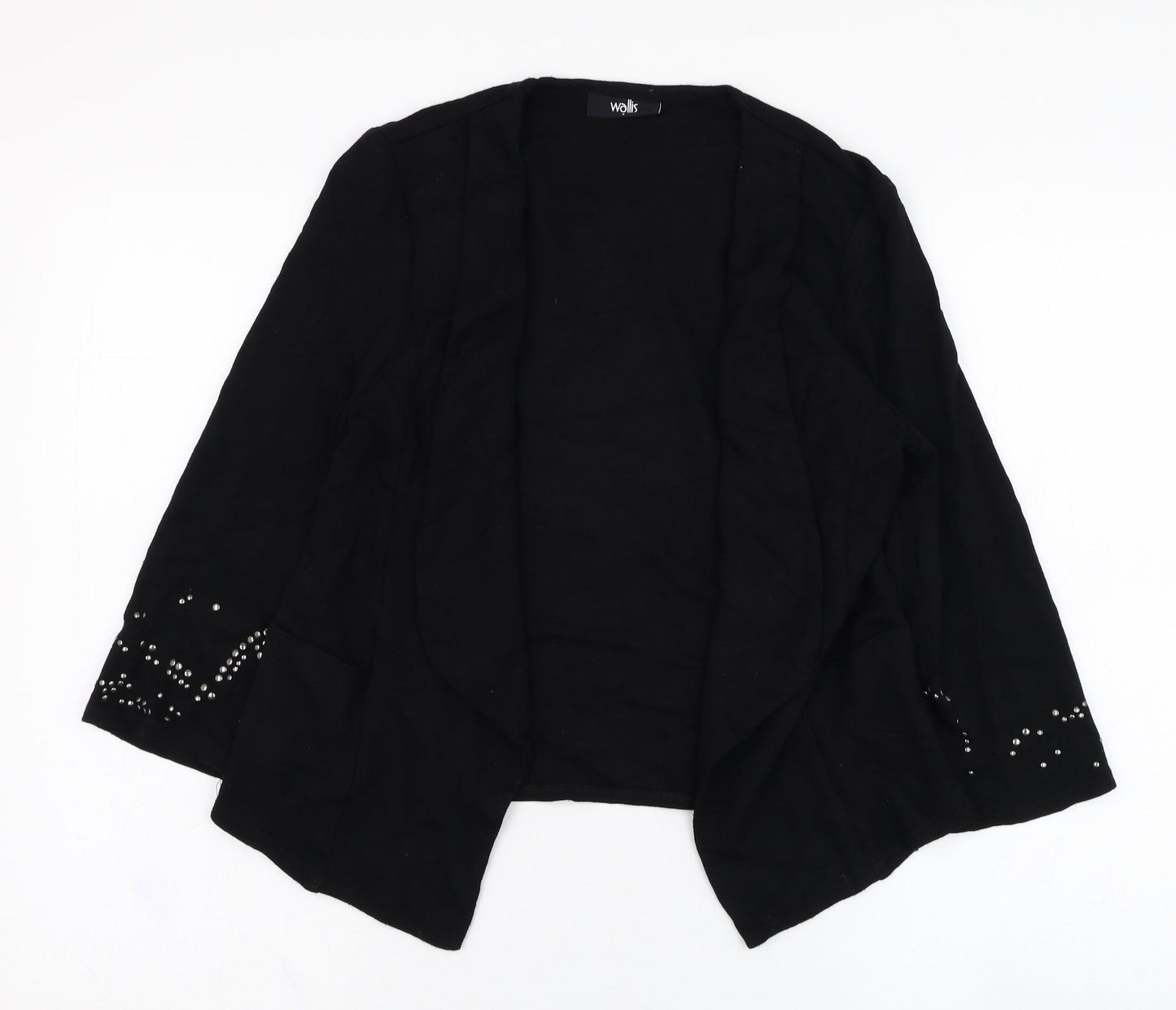 Wallis Womens Black Square Neck  Polyester Cardigan Jumper Size S