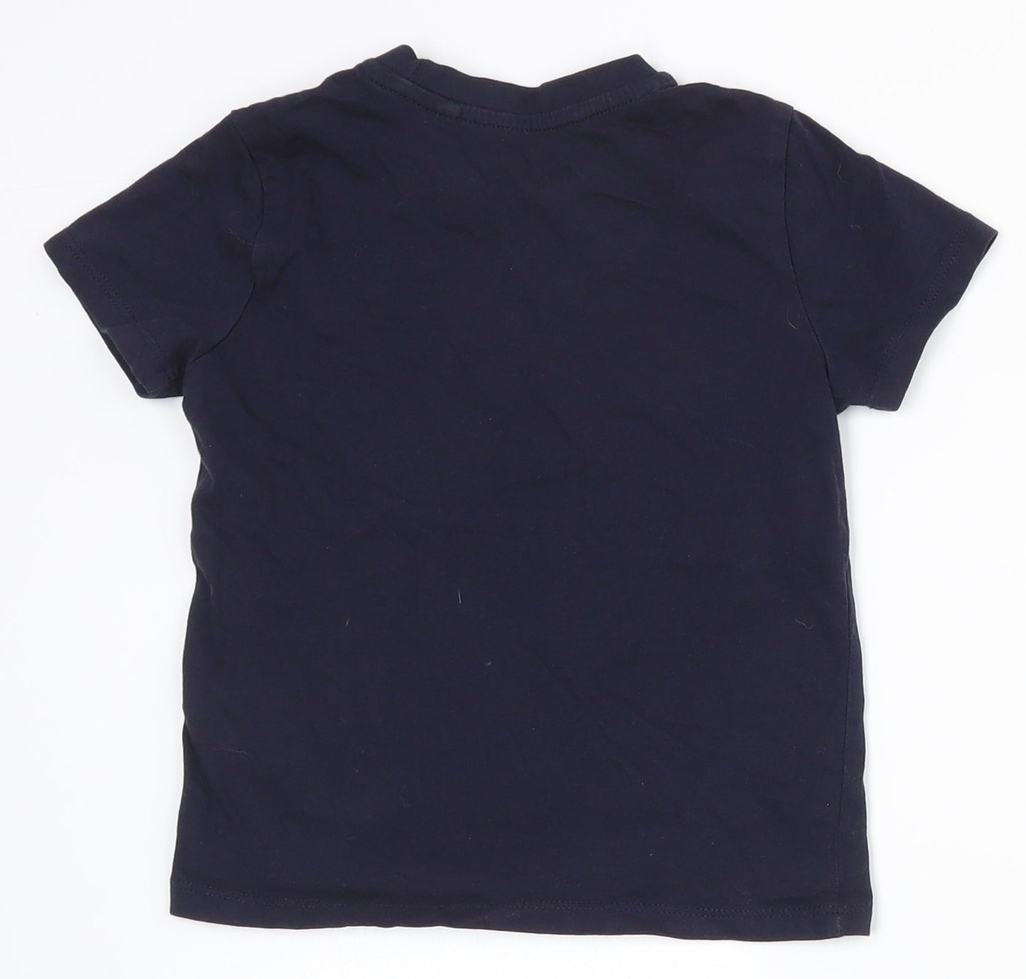 Primark Boys Blue  100% Cotton Basic T-Shirt Size 3-4 Years Round Neck Pullover