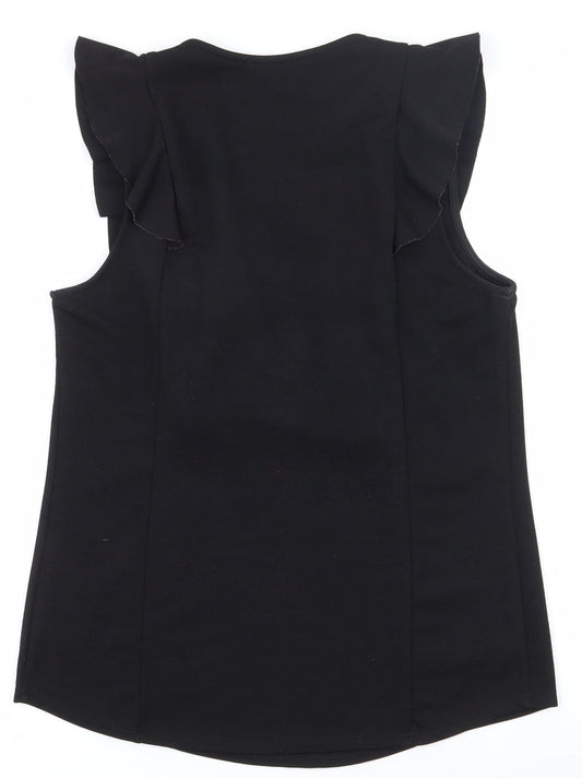 Papaya Womens Black  Polyester Basic Tank Size 10 Round Neck