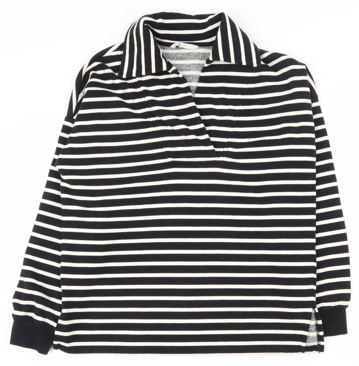 TU Womens Black Striped Cotton Pullover Sweatshirt Size 8  Pullover