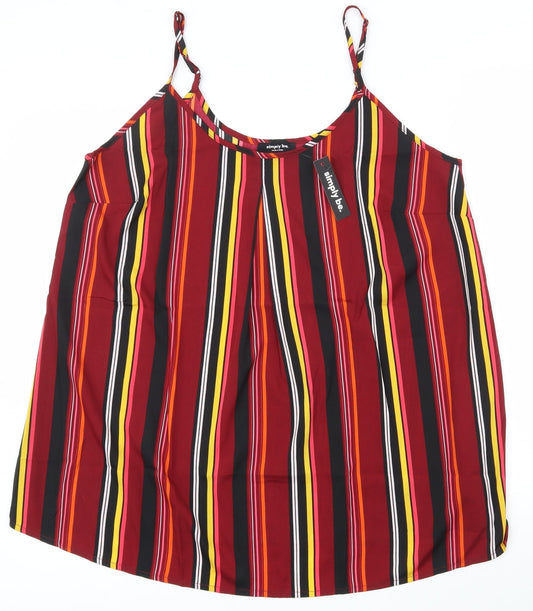 Simply Be Womens Multicoloured Striped Polyester Basic Tank Size 14 Scoop Neck