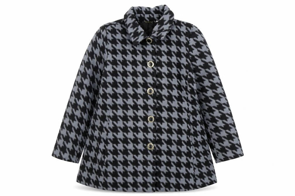 Bob Marcke Womens Multicoloured Houndstooth  Overcoat Coat Size L  Button