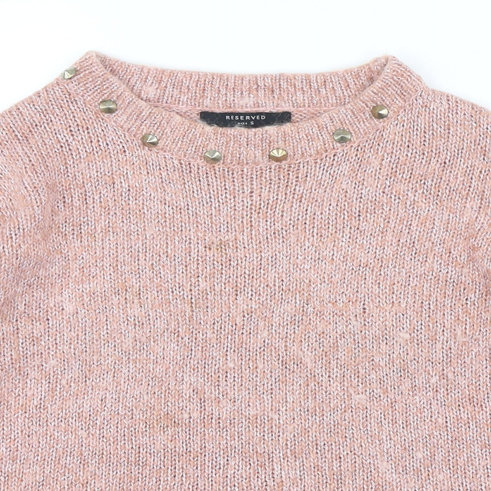RESERVED Womens Pink Round Neck  Polyester Pullover Jumper Size S