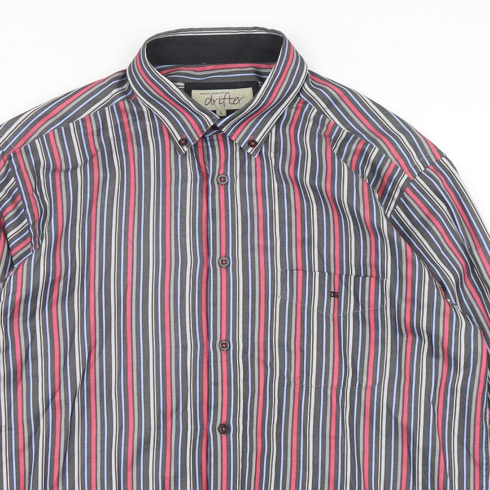 Daniel Grahame Mens Multicoloured Animal Print Cotton  Button-Up Size L Collared Button