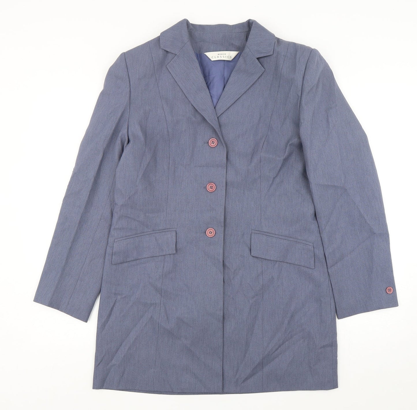 Modern Classic Womens Grey  Polyester Jacket Suit Jacket Size 12