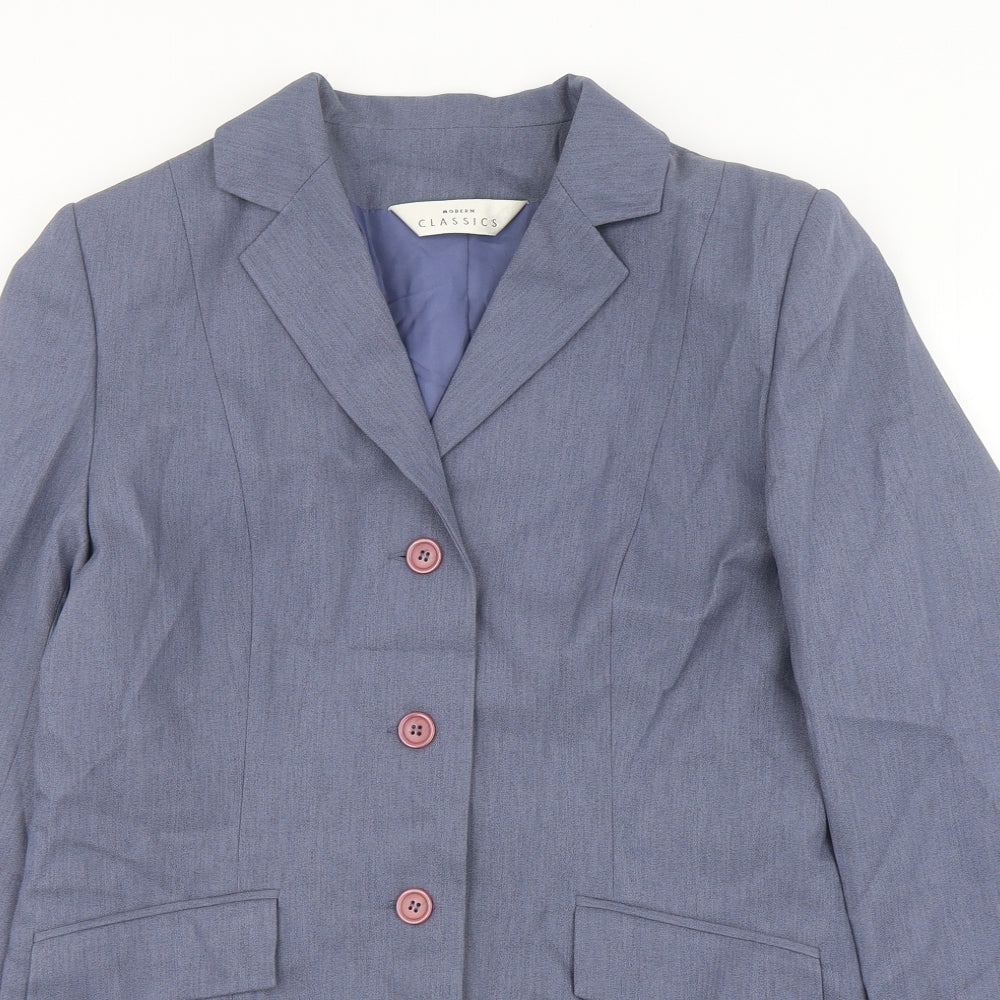 Modern Classic Womens Grey  Polyester Jacket Suit Jacket Size 12