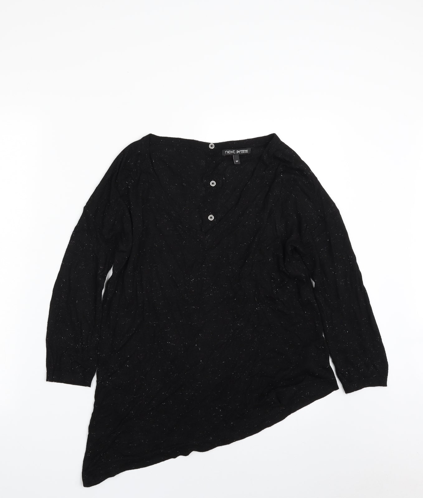 NEXT Womens Black V-Neck  Viscose Pullover Jumper Size 8