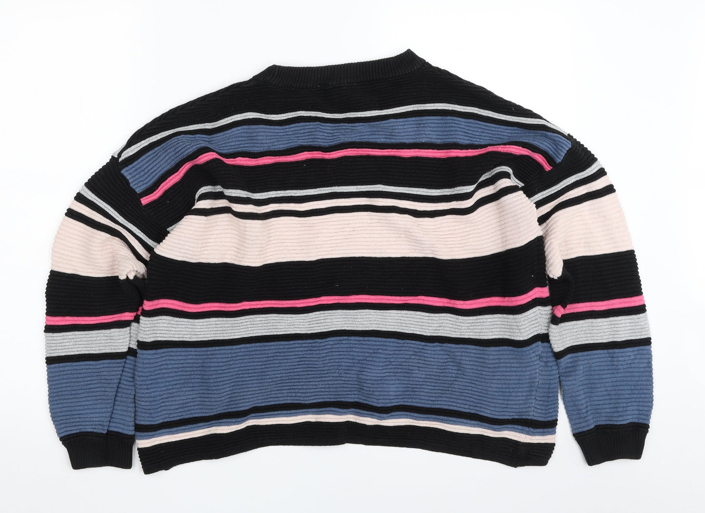H&M Womens Multicoloured Crew Neck Striped Cotton Pullover Jumper Size S