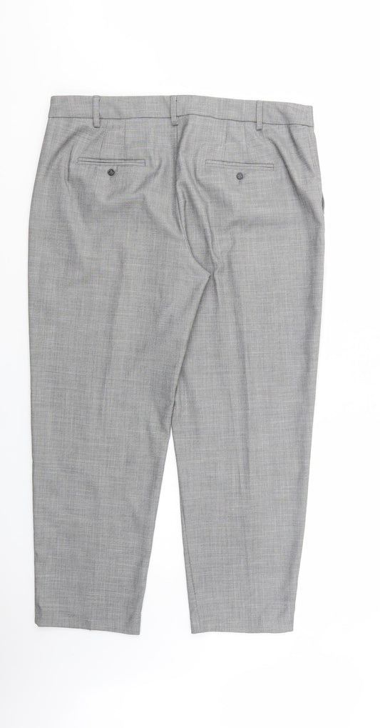 Marks and Spencer Womens Grey  Polyester Dress Pants Trousers Size 16 L28 in Regular Button
