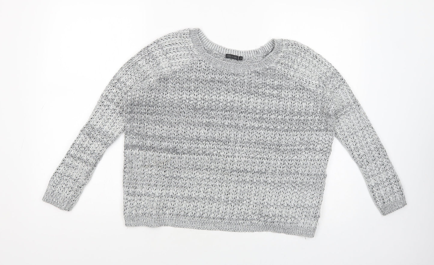 River Island Womens Grey Boat Neck  Cotton Pullover Jumper Size 12