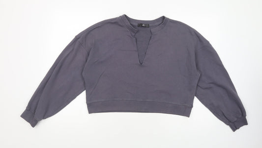Missguided Womens Grey  Cotton Pullover Sweatshirt Size 8  Pullover - Cropped