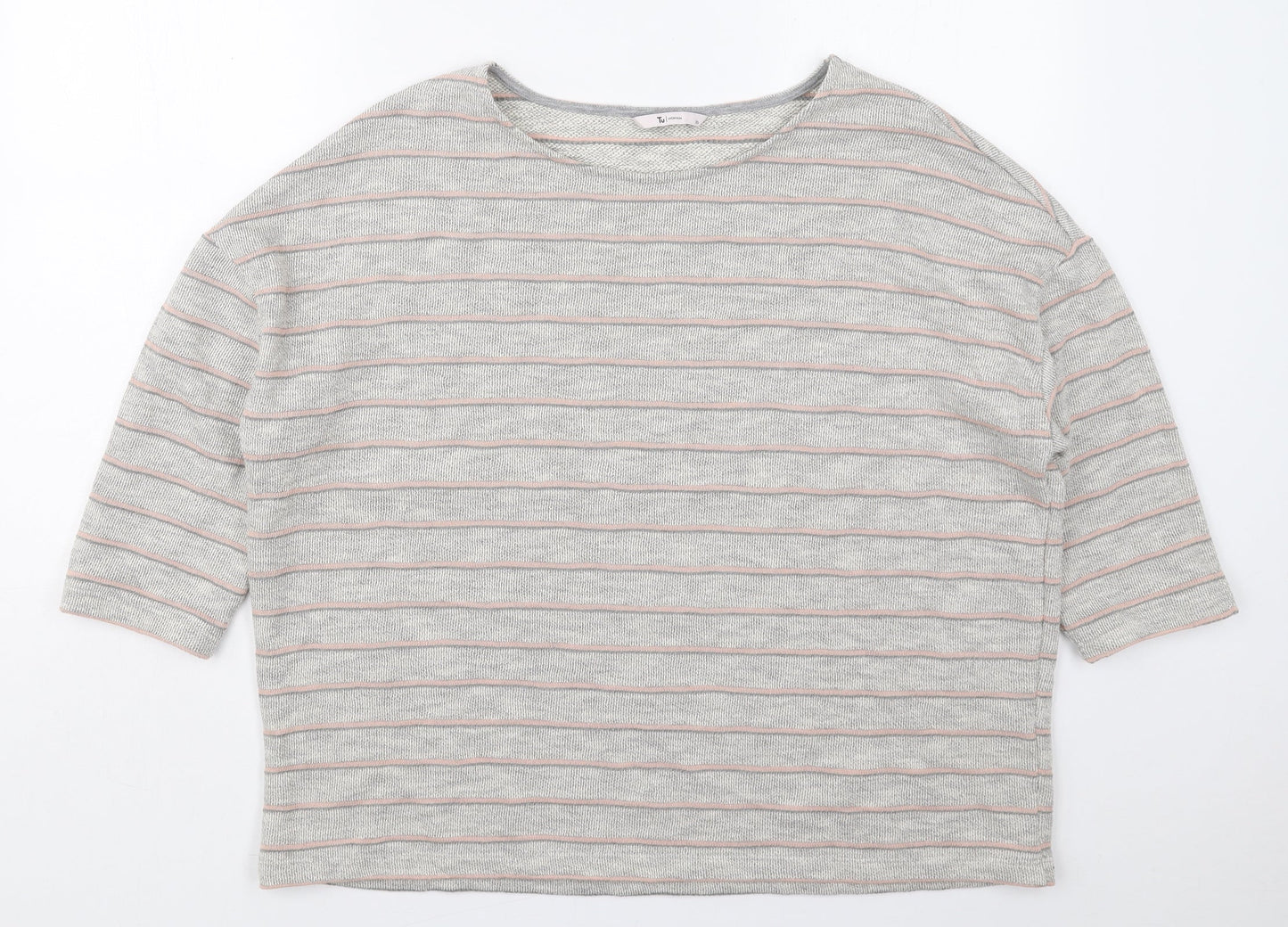 TU Womens Grey Striped Cotton Pullover Sweatshirt Size 20  Pullover
