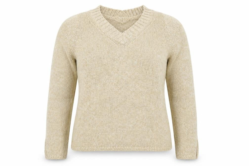 Marks and Spencer Womens Beige V-Neck  Cotton Pullover Jumper Size 14