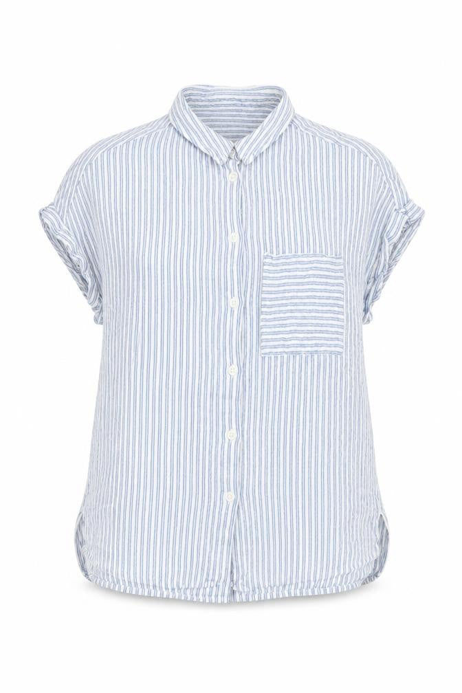 New Look Womens Blue Striped Viscose Basic Button-Up Size 10 Collared