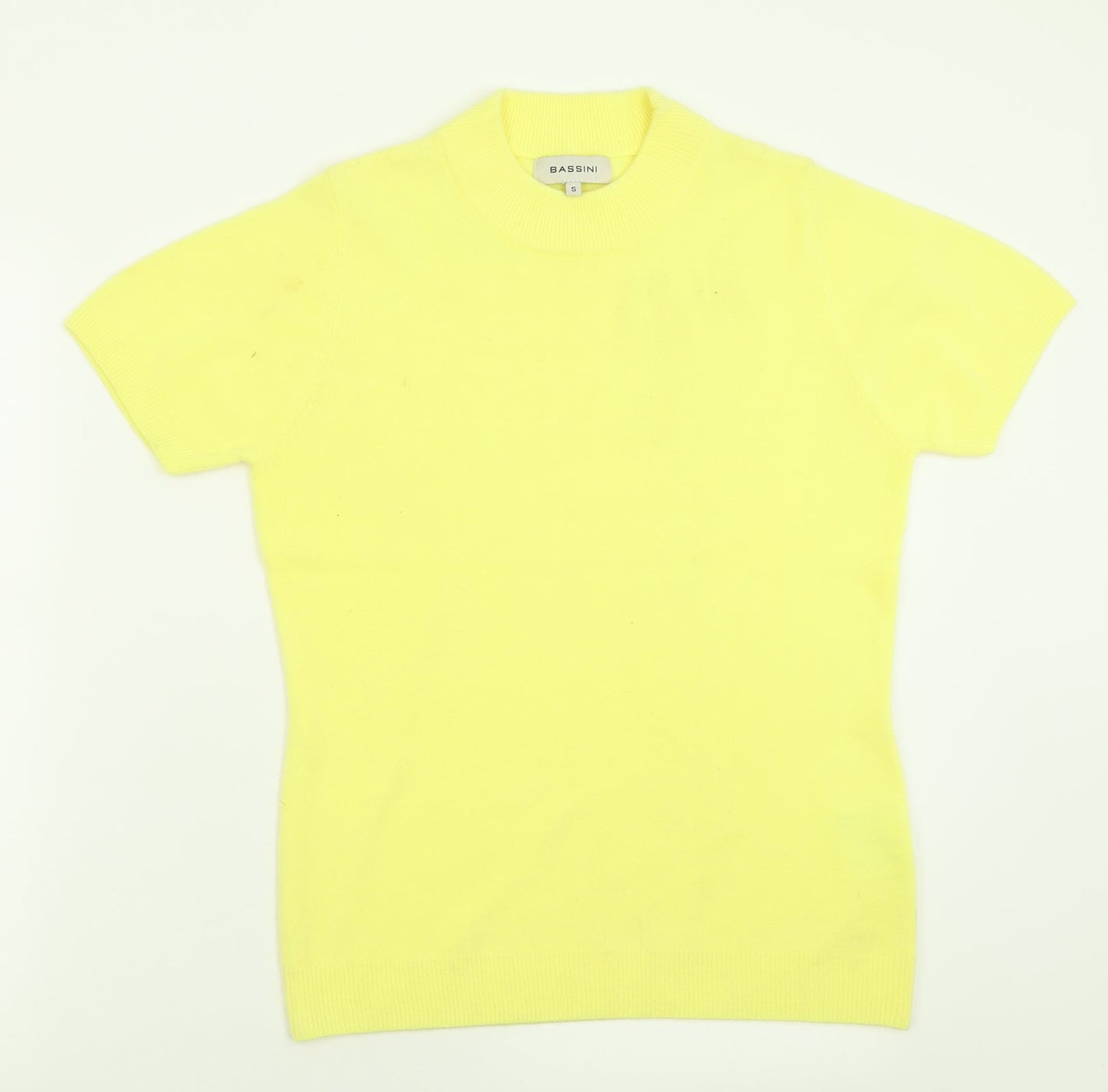 BASSINI Womens Yellow Crew Neck  Acrylic Pullover Jumper Size S