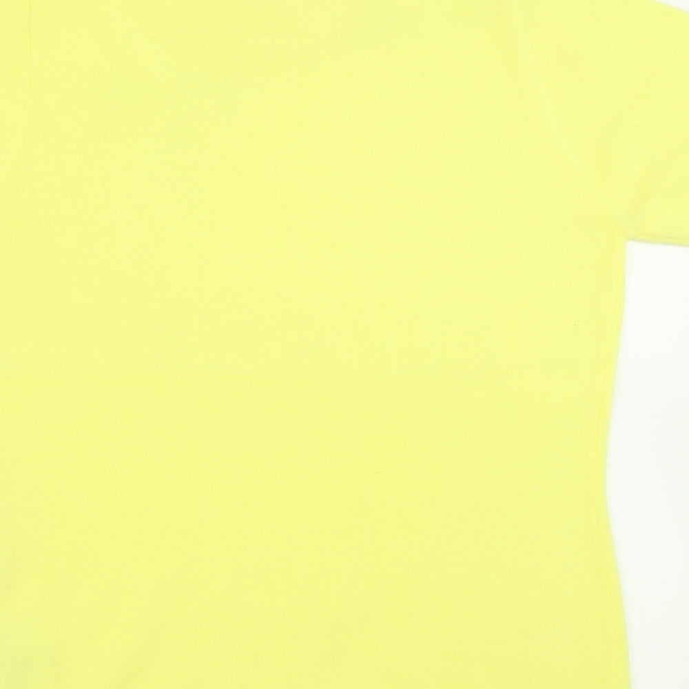 BASSINI Womens Yellow Crew Neck  Acrylic Pullover Jumper Size S