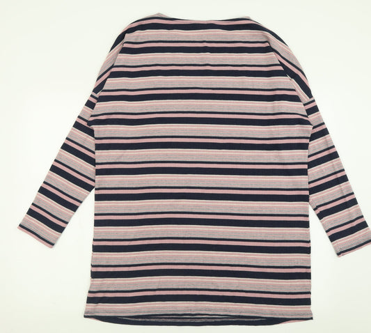 F&F Womens Pink Striped Polyester A-Line  Size 10  Crew Neck Pullover
