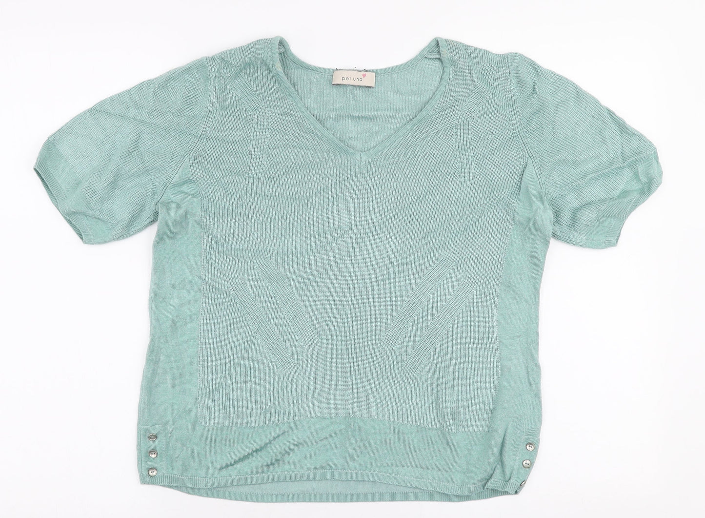 Per Una Womens Blue V-Neck  Viscose Pullover Jumper Size 16