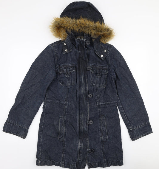 RE Womens Blue   Parka Coat Size 42  Zip