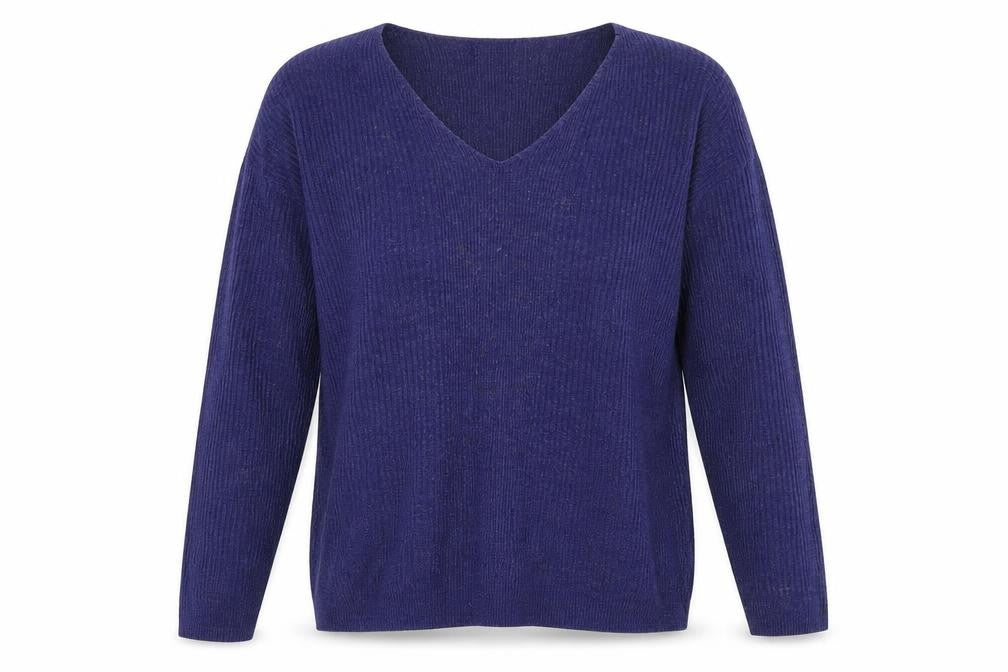 Marks and Spencer Womens Blue V-Neck  Acrylic Pullover Jumper Size 14