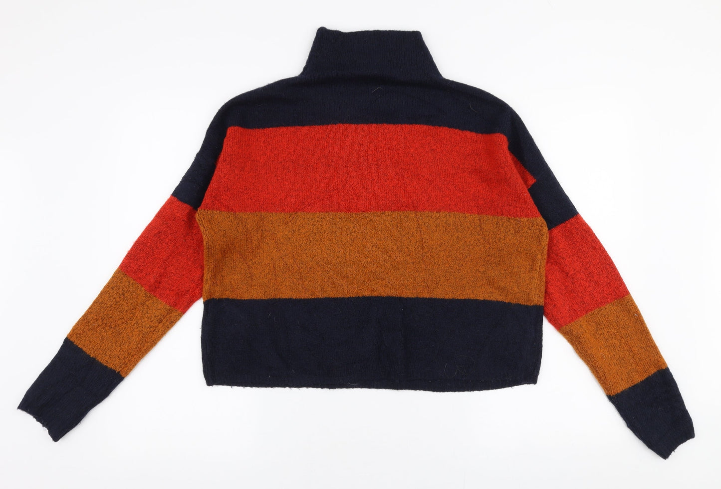 New Look Womens Multicoloured High Neck Striped Acrylic Pullover Jumper Size S