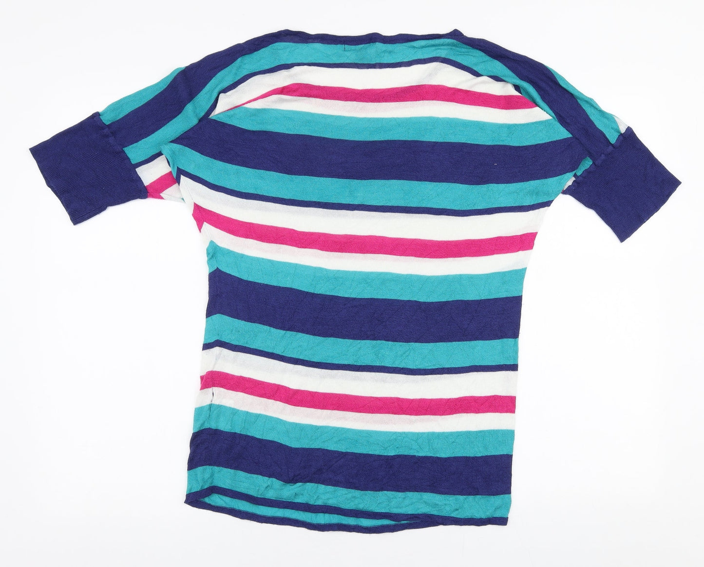 Pomodoro Womens Multicoloured Boat Neck Striped Viscose Pullover Jumper Size 14