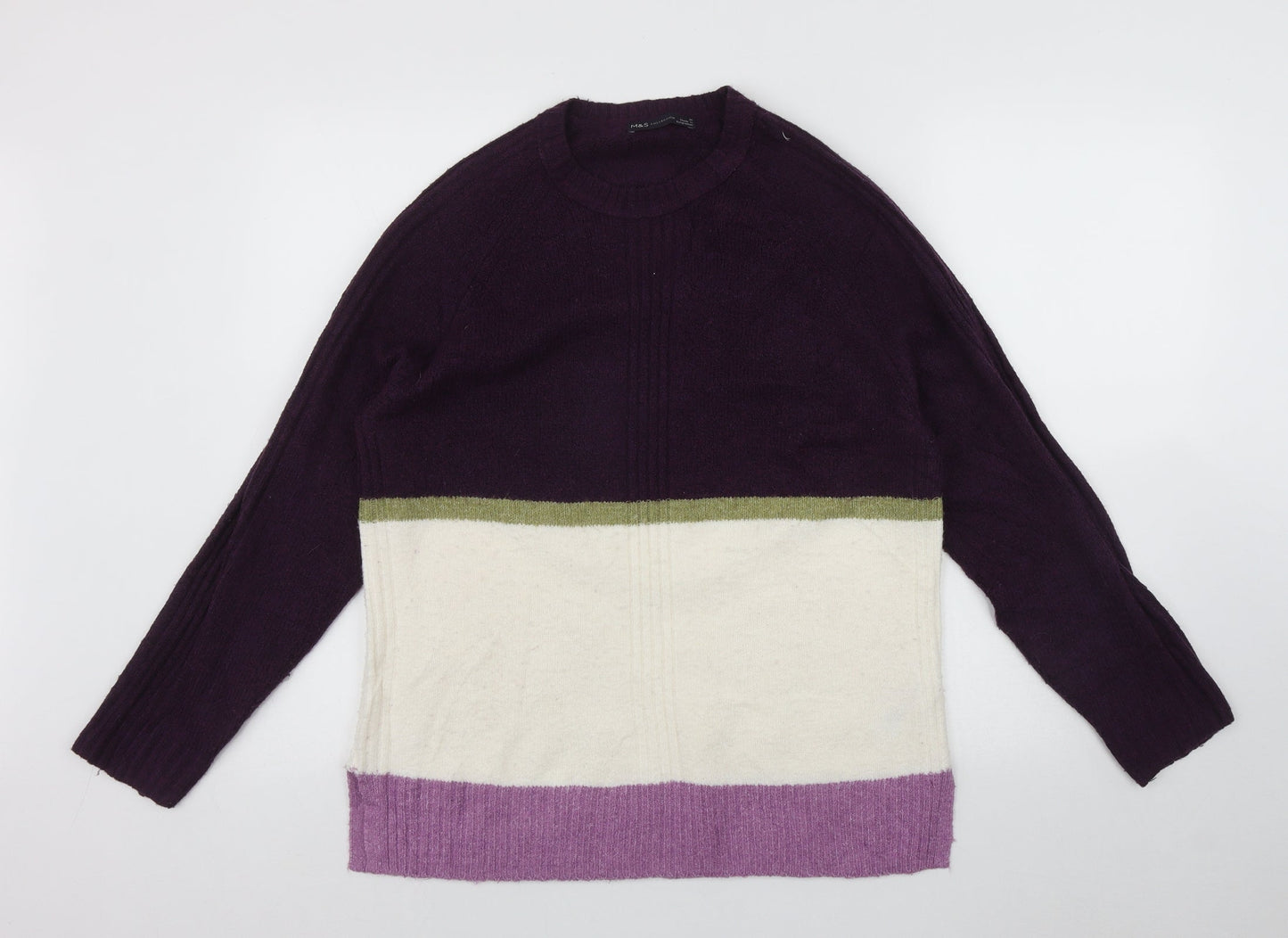 Marks and Spencer Womens Multicoloured Round Neck  Acrylic Pullover Jumper Size M