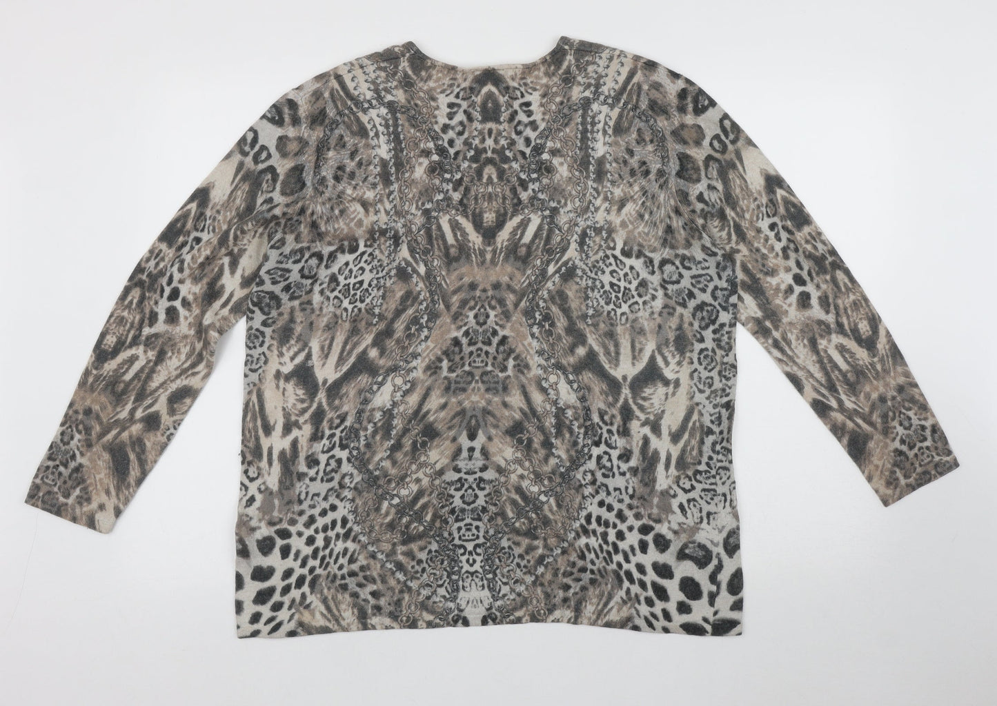 Gerry Weber Womens Multicoloured Animal Print Polyester Basic Blouse One Size V-Neck