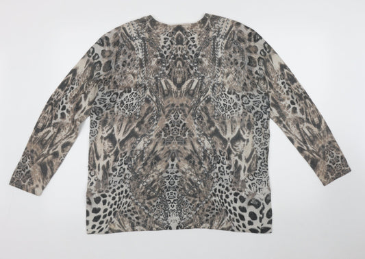 Gerry Weber Womens Multicoloured Animal Print Polyester Basic Blouse One Size V-Neck